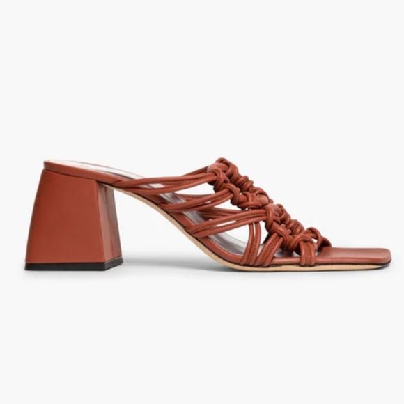 STAUD Adeline Knotted Leather Heels in Spice - Picture 2 of 6